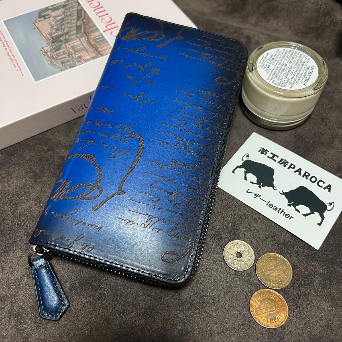 高級感あり　藍色　ネイビー　イタリアンレザー メンズ 牛革&本革男女兼用　ラウンドファスナー長財布　カード入れ　小銭入れ　人気商品