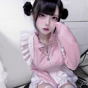 ACDC RAG GAME OVER ジャージジャケット ピンク&フリルエプロン ロリータ サブカル 地雷 量産型 ジャージメイド