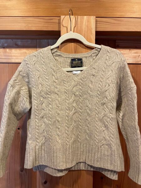 HAMILTON LAMBSWOOL ケーブルニットセーター ベージュ Vネック アーバンリサーチ