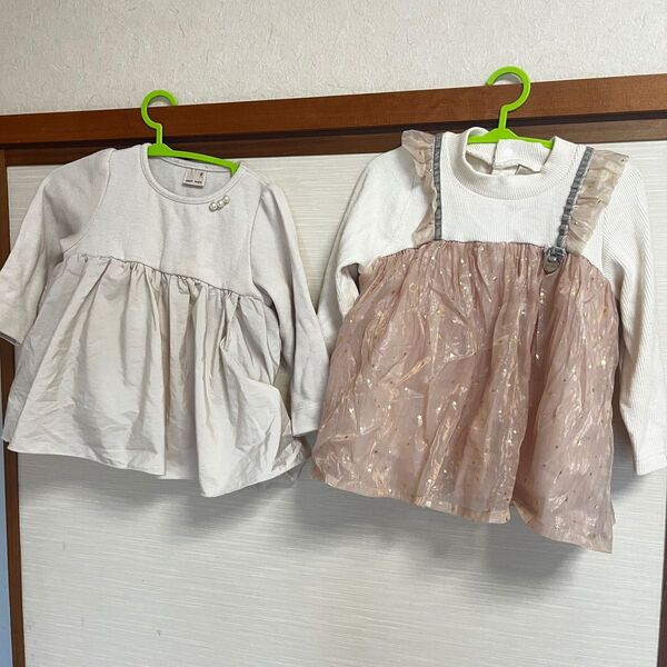 petit main 90cm 2点セット 女の子 フリルチュニック
