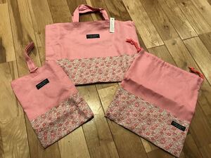 新品 ローラアシュレイ 入園入学 セット レッスンバッグ シューズバッグ 巾着 花柄 女の子 ピンク 布製