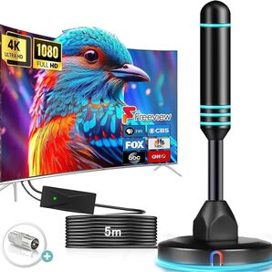 室内アンテナ テレビアンテナ【2025高感度ブースター搭載】 地デジアンテナ 600KM受信範囲 4K/1080p HDTV対応