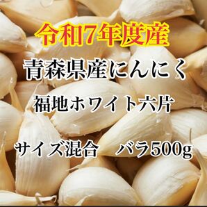 令和7年度産!!青森県産にんにく 福地ホワイト六片 サイズ混合バラ 500グラム
