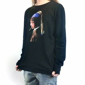 新品 LEON レオン マチルダ フェルメール 真珠の耳飾りの少女 黒 ロンT 長袖 Tシャツ XS S M L XL ビッグ オーバーサイズ XXL~4XL パーカー