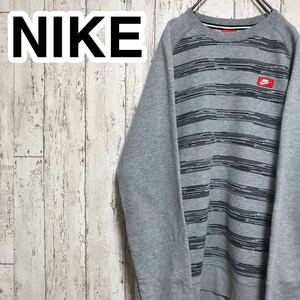 NIKE Nike sweat sweatshirt M gray border woven tag one Point Logo 