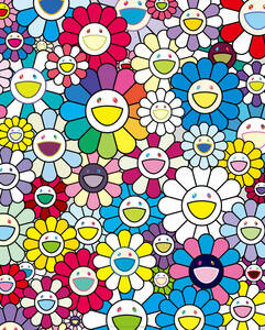  Murakami . poster [ heaven country to stair from is seen . flower field ] Takashi Murakami / Edition 300 / Signed.