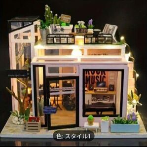 【ミュージック ハウス】ミニチュアドールハウス 組立式 DIY LEDライト 手作りキットセット