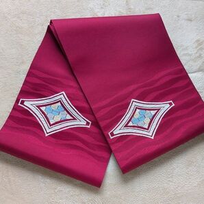 名古屋帯 未仕立て 六通柄 菱文様