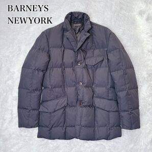 バーニーズニューヨーク ダウンジャケット ブラック キルティング 内ポケット BARNEYS 黒 細襟 ダウンコート アウター