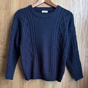 CLOSE-UP ネイビー ケーブル編み ニットセーター