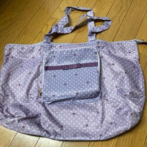 エコバック ステファニー キャリーケース用サブバッグ 修学旅行 紫 パープル 薔薇 折りたたみ式