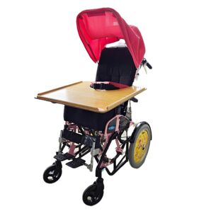 日進医療器★子供用★介助式★車椅子★子供用車椅子★ティルト&リクライニング★テーブル・日除け・転倒防止★障害児★座位保持★プーさん