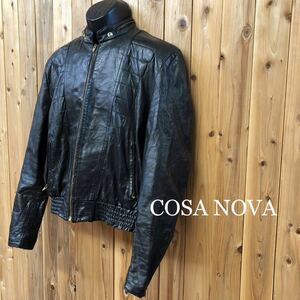 COSA NOVA◇カナダ製 メンズ 44 Black シングル ライダース ジャケット レザージャケット 本革 リアルレザー 革ジャン バイカー USA古着