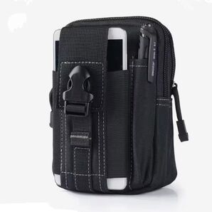 ベルトポーチ ウェスポーチ ミリタリーポーチ マルチポーチ スマホ ヒップバッグ エレガントブラック色 PART②