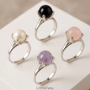 【オーダー受付】【日本製】パール・天然石オブジェリング