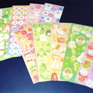 かわいい動物と食べ物モチーフのフレークシール 10枚まとめ売り