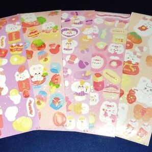 かわいい動物と食べ物モチーフのきらきらシール 5枚セット まとめ売り