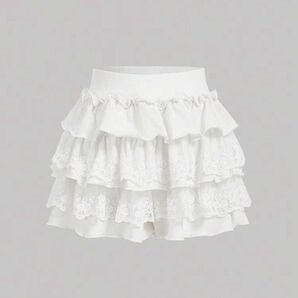 MOD ラッフル&レース ステッチ ポルカドット カジュアル ニットショーツ