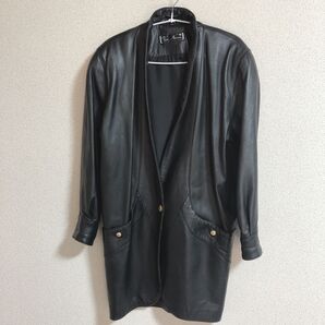 ラムレザージャケット レザーコート ブラック 羊革 黒 ヴィンテージ 古着