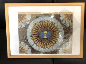《インテリア》 壁掛け飾り「モルフォ蝶の標本：花のようなデザイン」 額入り(40.8×57cm) ブルー モルフォチョウ 昆虫 