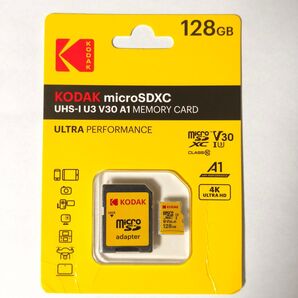 KODAK microSDXCカード 128GB UHS-I U3 V30 A1アダプター付