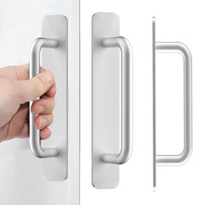 ドア取手 引き出し取手 4個 ドアハンドル 自己粘着式 ミニ合金 シルバー 銀色