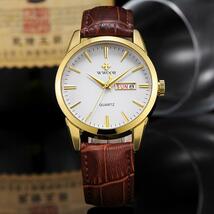Wwoorメンズ腕時計 2020 ファッション古典的な腕時計男性トップブランドの高級ゴールドクォーツ腕時計メンズ日付時計_画像1