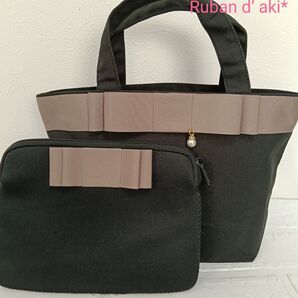 【価格の相談・値引き不可×】ポーチとお揃いリボン*トートバッグ