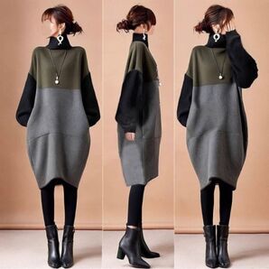 モード 切替 ハイウェスト ドッキング ワンピース ハイネック