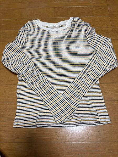 GU ジーユー ボーダー 長袖Tシャツ カットソー リブ