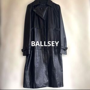 【BALLSEY】ラムレザーコート 羊革100% 黒 ロング トゥモローランド