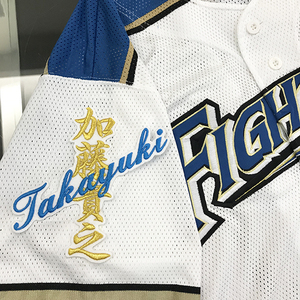 [Mail Service Бесплатная доставка] Вышивка Hokkaido Nippon -ham Emelcodery Emelcodery Name White/Takayuki Kato/Fighters/Support/Emelcodery/Uniform