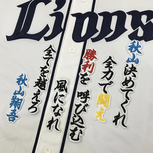 【メール便送料無料】埼玉 西武 ライオンズ 刺繍ワッペン 秋山 応援歌 白 /秋山翔吾/lions/応援/刺繍/ユニホーム