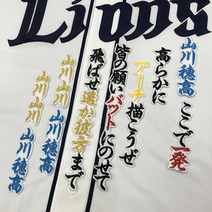 【メール便送料無料】埼玉 西武 ライオンズ 刺繍ワッペン 山川 応援歌 白 /山川穂高/lions/応援/刺繍/ユニホーム