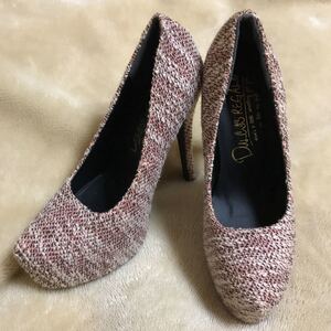 L size pink tweed beautiful goods heel 14cm party Event te-to snack Club Cabaret Club dress kyabapab winter autumn pumps 