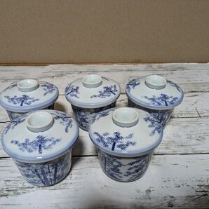 ☆激安☆陶器製高級お洒落な茶碗蒸し容器5点セット(未使用)