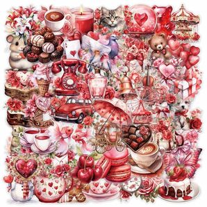 【残りわずか】J2 デザート雑貨ステッカー 50枚 PET シール 喫茶 デザート 装飾 スクラップブッキング コラージュ素材