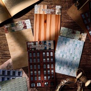 コラージュステッカー④ 4種40枚 PET レンガ風 木地風 背景 装飾 スクラップブッキング ジャンクジャーナル コラージュ