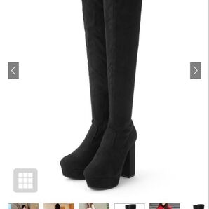 プラットフォームスエードニーハイブーツci247 23cm 箱あり ブラック