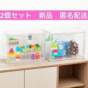 【新品】【2個セット】マルチクリアボックス 棚付き スリーコインズ 3coins