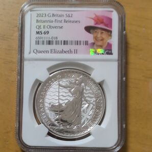 2023年 イギリス ブリタニア 2ポンド銀貨 NGC MS69