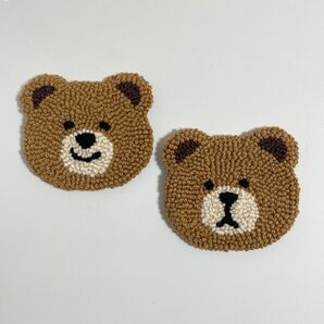 くま クマ コースター ミニラグ パンチニードル タフティング ハンドメイド ナチュラル アクセサリーマット
