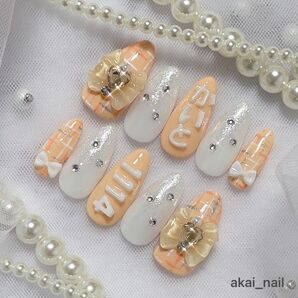 ネイルチップ シンプル オーダー チェック ワンホン ナチュラル 推し 痛ネイル ちゅるん ツイード
