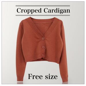 Vネック カーディガン レディース 長袖 ショート丈 韓国風