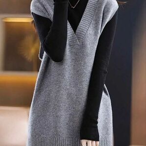 袖なし ニットベスト Vネック ニットセーター おしゃれ 秋冬 カジュアル 大人女子 ベスト