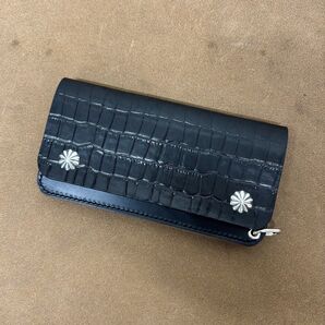 トラッカーウォレット ハンドメイド ブラック ホースバット クロムエクセル クロコ型押し シルバー950 タロン
