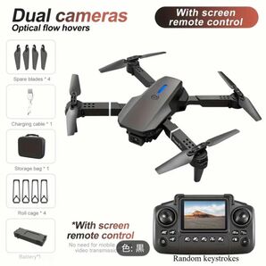 カメラ付きドローン HDデュアルカメラ、HDディスプレ付き E88 ブラック