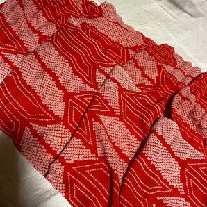 市松人形用着物 正絹 縮緬 赤白鹿子 疋田 難あり