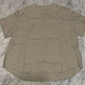 scroll スクロール 半袖シャツ ブラウス トップス 無地 シンプル カジュアル ベージュ