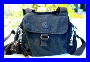 ○中古 キプリング KIPLING ナイロン 2WAY ショルダーバッグ ブラック B0466